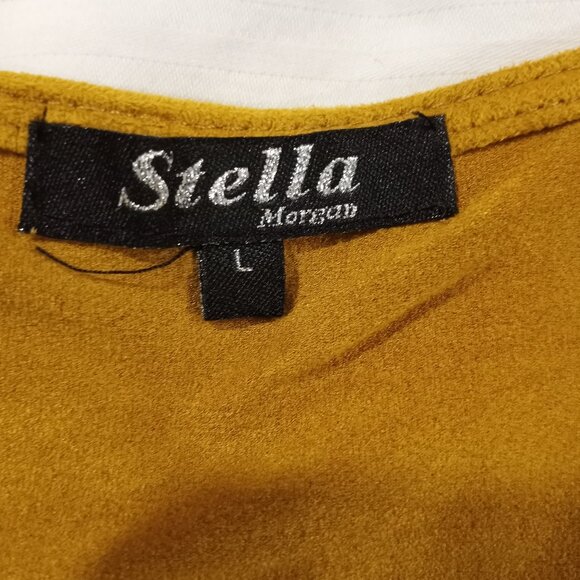 STELLA MORGAN MUSTARD TUNIC SHIFT DRESS ARTISAN WOMEN SIZE L - Picture 5 of 11